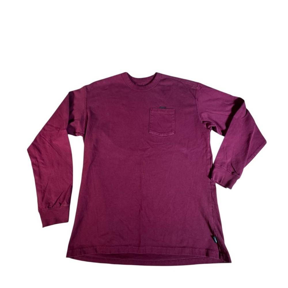 Nike Long Sleeve Shirt Mens Small Burgandy Pocket Tee Loose Fit Casual Cotton